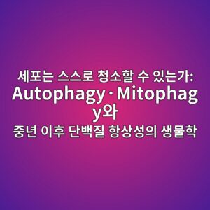 세포는 스스로 청소할 수 있는가: Autophagy·Mitophagy와 중년 이후 단백질 항상성의 생물학 2 ec84b8ed8faceb8a94 ec8aa4ec8aa4eba19c ecb2adec868ced95a0 ec8898 ec9e88eb8a94eab080 autophagyc2b7mitophagyec9980 eca491eb8584 ec9db4ed9b84 1788073896